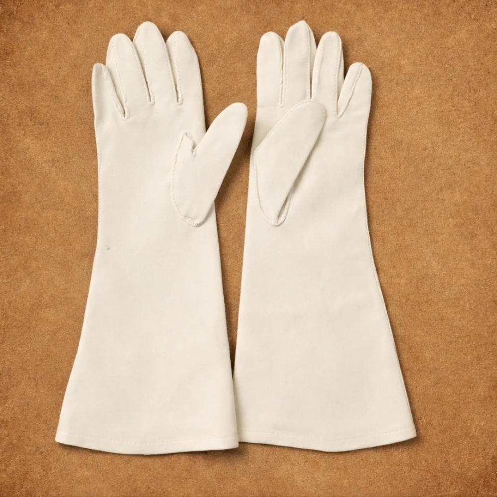 VINTAGE Long Cream Gloves Large Retro Formal Off White Costume
